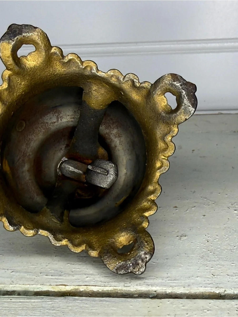 Vintage Decorative Service Bell in Silver and Gold Tone